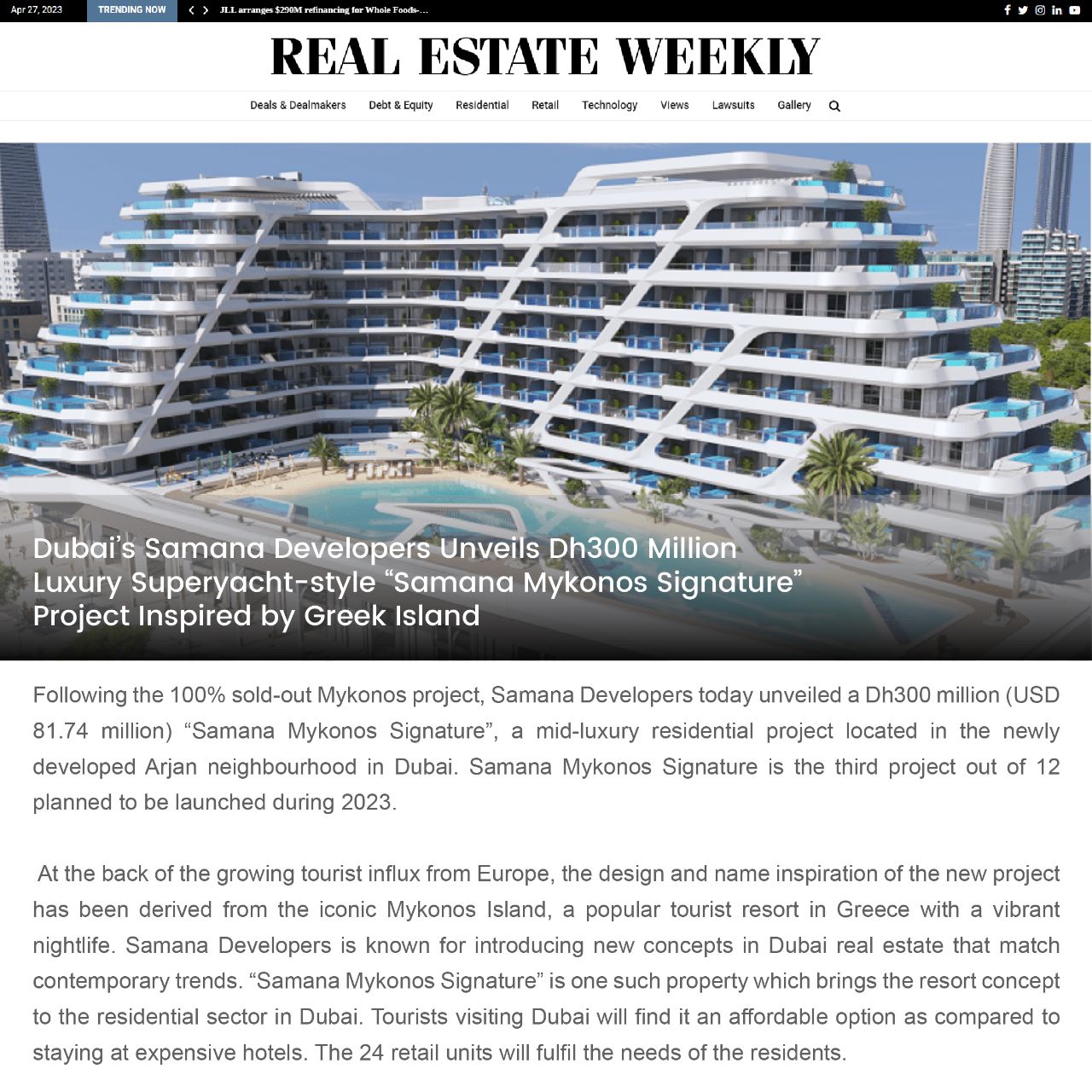 Samana in Real Estate Weekly Article 6